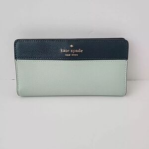 Kate Spade New York Darci Large Slim Bifold Wallet Button Snap - Color SEAWATER